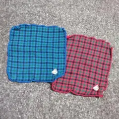 familiar ハンカチセット 青 赤 チェック柄
