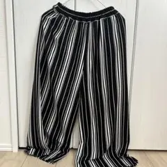 cultos 黒白ボーダーワイドパンツM