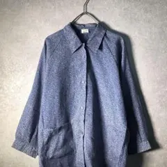 【ヴィンテージ】レトロシャツ 総柄 ポケット 花柄 ボタン古着used BS11