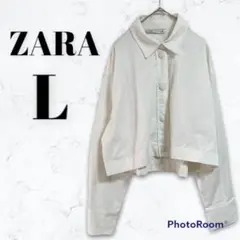 ZARAザラ コットンリネンシャツショートジャケット ホワイト◆2088