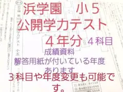 浜学園 小5 公開学力テスト 5年分 国語算数理科社会 2021~ 成績資料