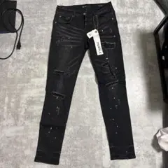 PURPLE ダメージ加工デニムパンツ