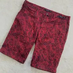 【極美品・サイズL】PT01　バミューダ　ショートパンツ　ペイズリー　ストレッチ