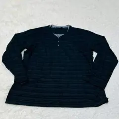 【カットソー】/長袖/ダークブルー系/(M)/飾りボタン/ロング/トップス