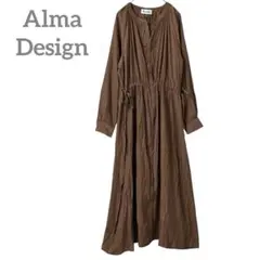 Alma Design 長袖 シャツワンピース ロングワンピース とろみ