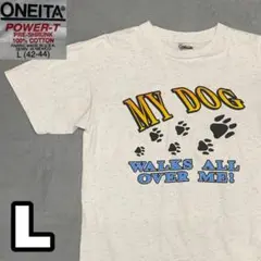 6WD442 90's MY DOG (私の上を歩き回る) 犬Tシャツ