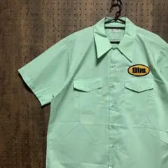 US古着　半袖　ワークシャツ　企業ロゴ　ワッペン　2rw009