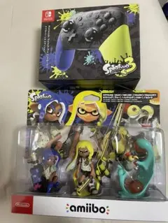 店舗印あり switch スプラトゥーン3 プロコン pro amiiboセット