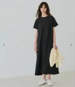 エンボス半袖マキシワンピース