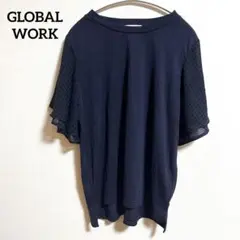 GLOBAL WORK　半袖Tシャツ　ネイビー　L