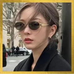 【大人気】クロスボーダー　ユニセックス　サングラス　ゴールド　グレー　楕円枠