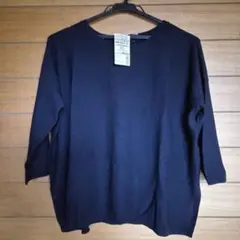 無印良品 MUJI UVカット 度違い天竺セーター M ネイビー