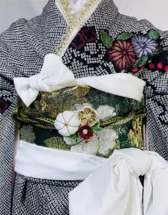本総絞り振袖 金箔 フルセット 黒地 豪華