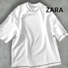 ZARA アイボリー 五分袖Tオーバーサイズシャツ M