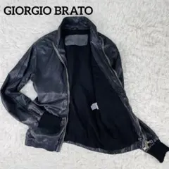 激渋✨ジョルジオブラット 羊革ジャケット M 黒 袖リブ イタリア 5222