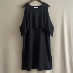 P00905 ザラ　ZARA オフショル　フリル　ワンピース　黒　mex30