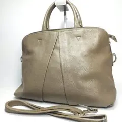 美品 ハンドバッグ ショルダーバッグ　2way A4 シボ革 グレー