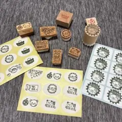 動物モチーフのスタンプとシールセット