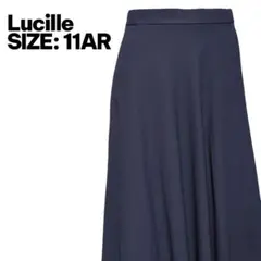 Lucille 日本製 紺色フレアスカート 11AR ポリエステル 美品
