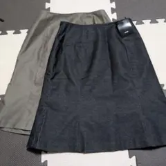 OZOC フレアスカート 黒 カーキ 2点セット