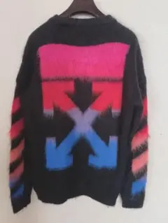 Off-White オフホワイト セーター モヘア ニット XS 黒×赤