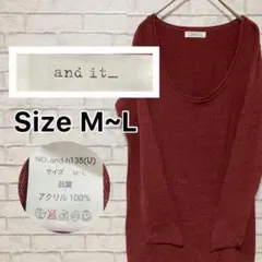 【 and it_ 】アンドイット 美品 薄手ニット M~L 首元ゆったり 長袖