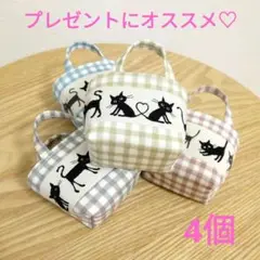 小さなトートバッグ　布バスケット　ハンドメイド　ギフトバッグ　プレゼント　黒猫