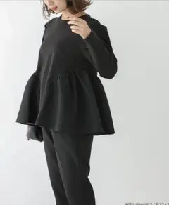 ペプラム 異素材 ブラック