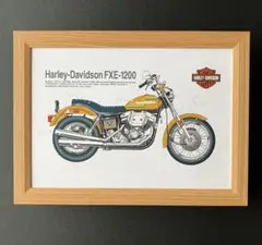 Harley-Davidson オリジナル・イラスト(白バック)+額付