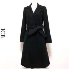 【定価5.8万】iCB リボンベルト ロング ガウンコート 黒 ブラック