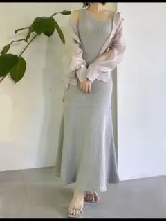dazzlin ダズリン　ワッフルアシメマーメイドワンピース　グレー