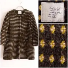 ♡大人気♡サリースコット ウール100%ノーカラーコート ジャケット ドット模様