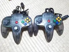 【レア】ニンテンドー64 クリアブラック コントローラー2つ