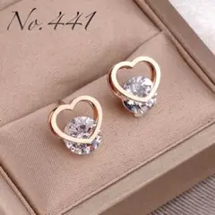 ピアス ハート ステンレススチール ジルコニア