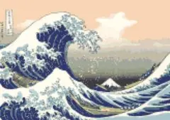 北斎「富嶽三十六景 神奈川沖浪裏」クロスステッチ刺繍図案(A4お手軽シリーズ)