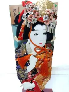 手づくり押絵　羽子板　『汐汲』ガラスケース付　ケース高さ約74cm 羽子板 飾り ガラスケース [B23826] 名舞踏 汐汲 オルゴール付