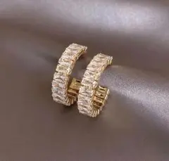 s125 ダイヤモンド サークル ピアス ゴールド 金 ダイヤ 結婚式 韓国