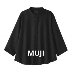 新品★無印良品 MUJI★リネン洗いざらし七分袖ブラウス ★Sサイズ★ブラック黒