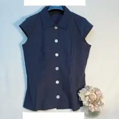 サラバレー Sarah valley ノースリーブシャツ ネイビー　ドット　美品