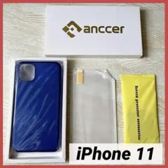 iPhone11 ケース、ガラスフィルム付き 耐衝撃 アイフォンカバー ブルー