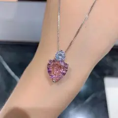 ハートネックレス ルビー ピンクダイヤモンド ジルコニア ダイヤ