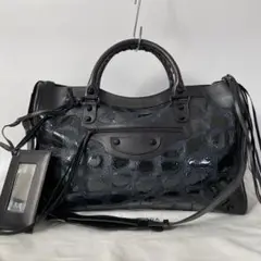 【未使用級】バレンシアガ クラシック シティバッグ 2way クロコ レザー 黒