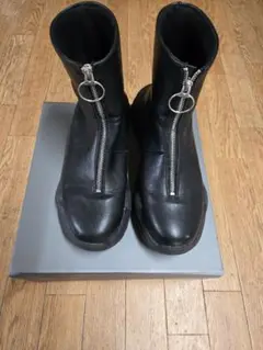 完売品glabella ジッパー付き黒レザーブーツ