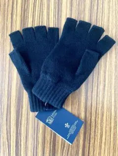 JOHNSTONS カシミア フィンガーレスニットグローブ ブラック