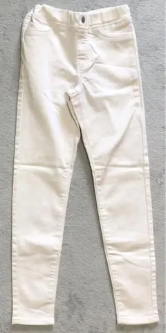 ジーユーGUホワイトストレッチデニムレギンスパンツ140cm KIDS男女兼用