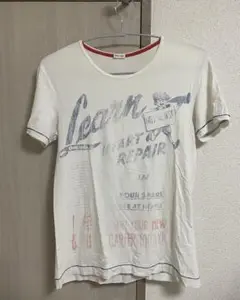 メンズ ホワイト プリント Tシャツ DIESEL M L 古着 ビンテージ