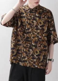 GRAGEBLUE オープンカラー 半袖 柄シャツ 総柄 レーヨン　M