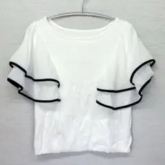 【美品】GRL グレイル フリル袖 サマーニット スリーブ トップス L