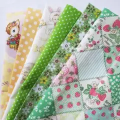 はぎれ6枚セット　はぎれまとめ売り　グリーン・イエロー