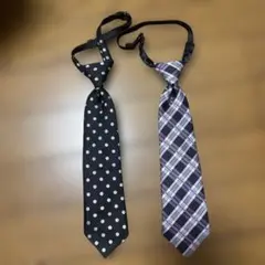 キッズ用ネクタイ2本セット（黒・紫チェック）